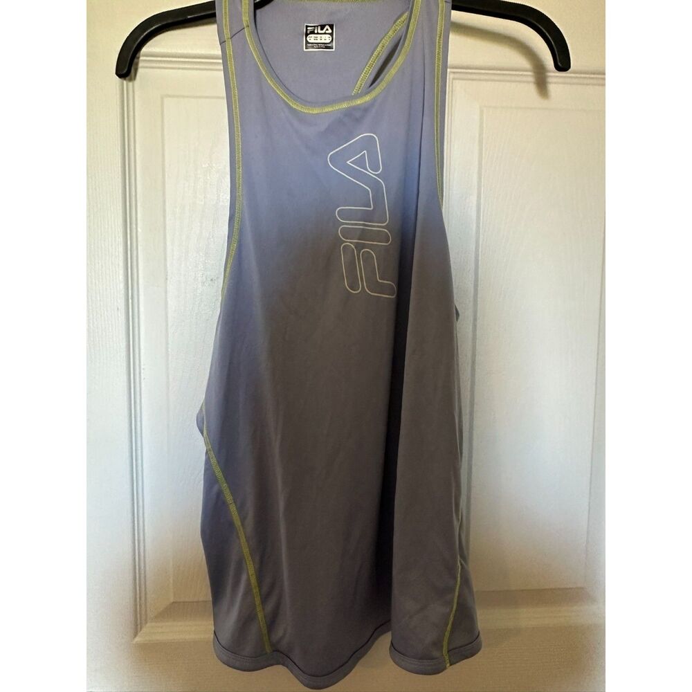 Women FILA Sleeveless Athletic Tank Top Light Purple with Lime Stitching size M